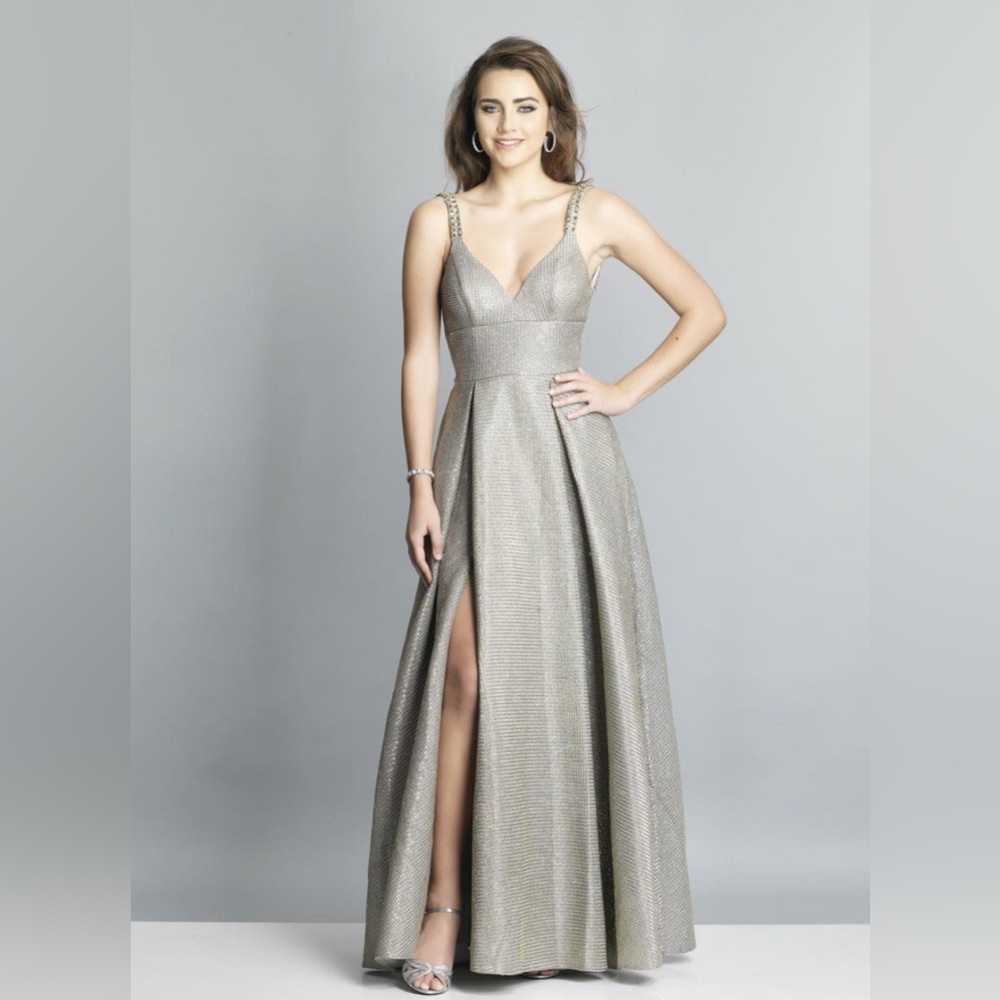 Dave & Johnny Silver Gold Prom Dress